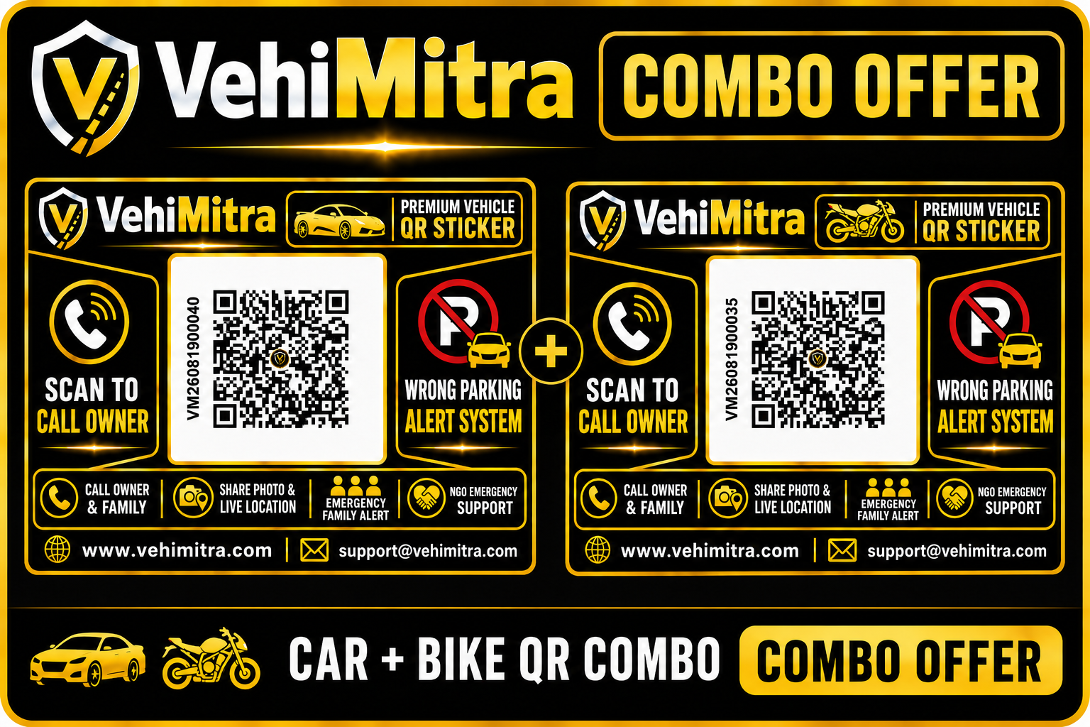 VehiMitra Car + Bike QR Combo – Special Offer